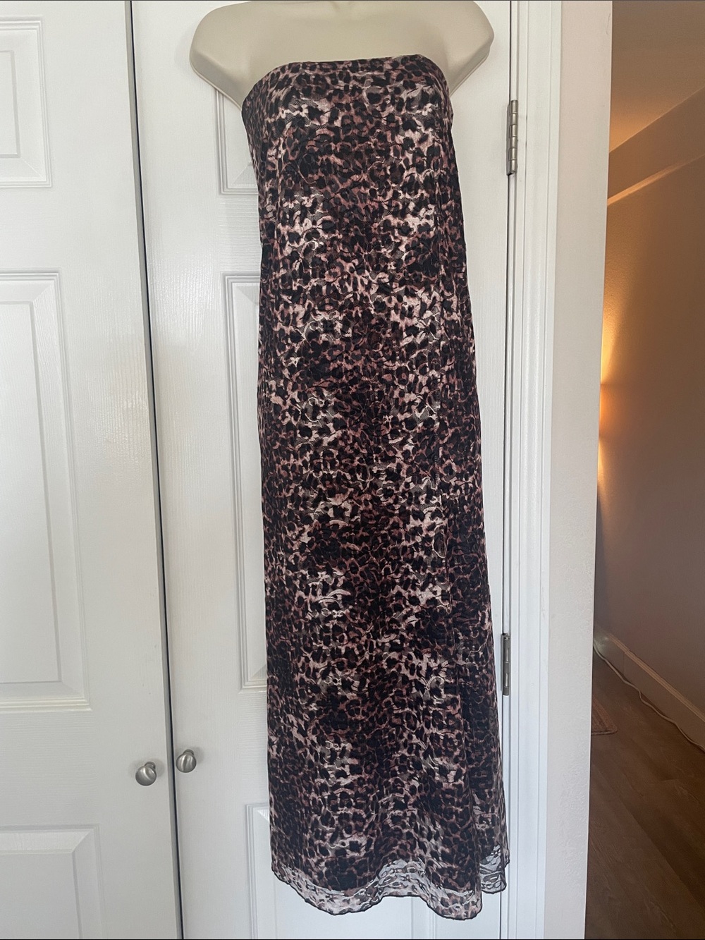 Strapless Leopard Print Maxi Skirt in Brown #130